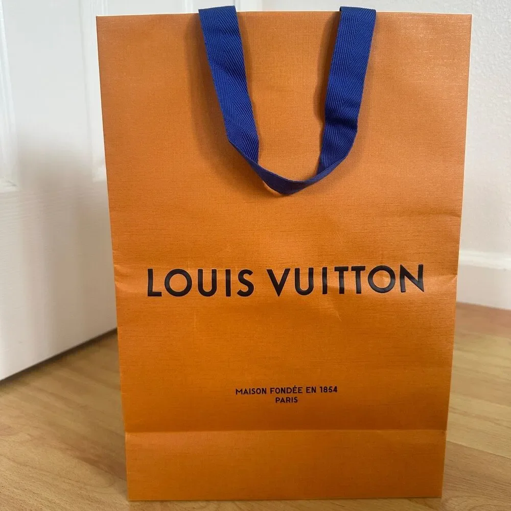 LV Louis Vuitton Paper Shopping Bag - med orange, 14